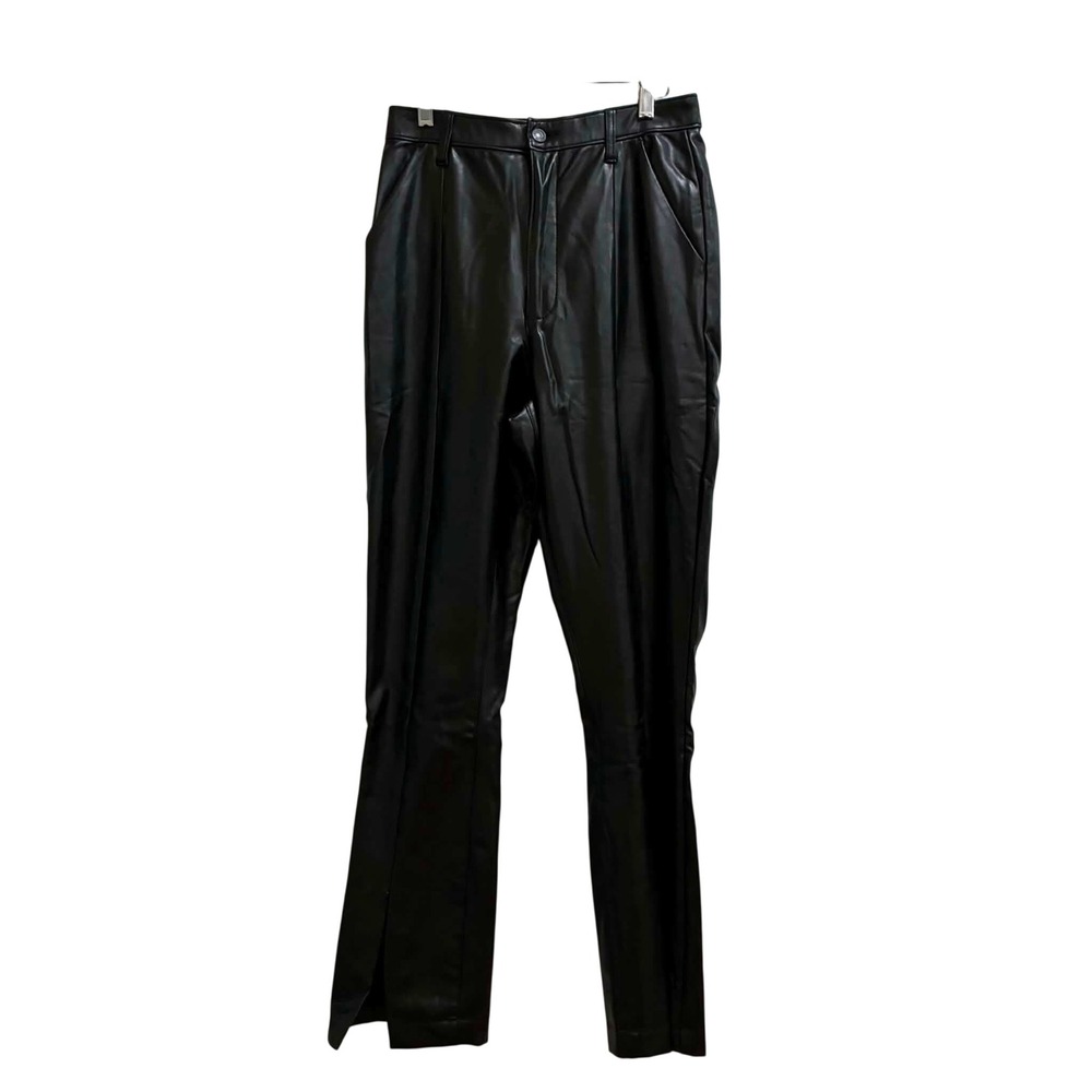 Abercrombie & Fitch Skinny Pants Womens 10 Black Faux Leather Split Hem Y2K